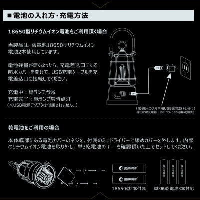 LEDランタン 調光 乾電池&充電兼用 電球色 昼光色 無段階調整 DS-8E-MGN