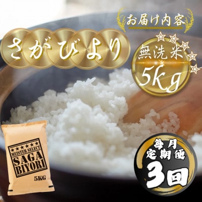 【毎月定期便】【無洗米】さがびより5kg(多久市)全3回
