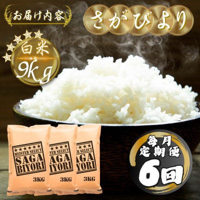 【毎月定期便】さがびより白米9kg(3kg×3袋)(多久市)全6回