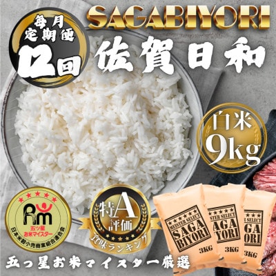 【毎月定期便】さがびより白米9kg(3kg×3袋)(多久市)全12回