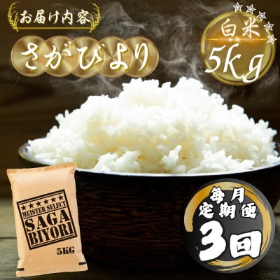 【毎月定期便】さがびより白米5kg(多久市)全3回