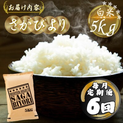【毎月定期便】さがびより白米5kg(多久市)全6回