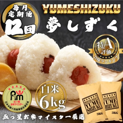 【毎月定期便】夢しずく白米6kg(3kg×2袋)(多久市)全12回