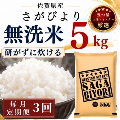 【毎月定期便】【無洗米】さがびより5kg(多久市)全3回