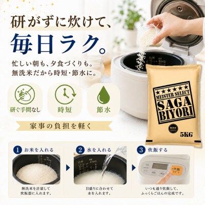【毎月定期便】【無洗米】さがびより5kg(多久市)全6回
