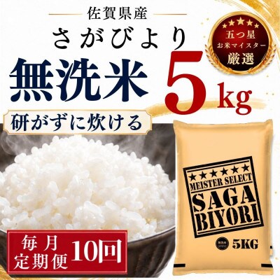 【毎月定期便】【無洗米】さがびより5kg(多久市)全10回