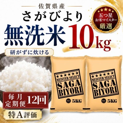 【毎月定期便】【無洗米】さがびより10kg(5kg×2袋)(多久市)全12回