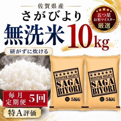 【毎月定期便】【無洗米】さがびより10kg(5kg×2袋)(多久市)全5回
