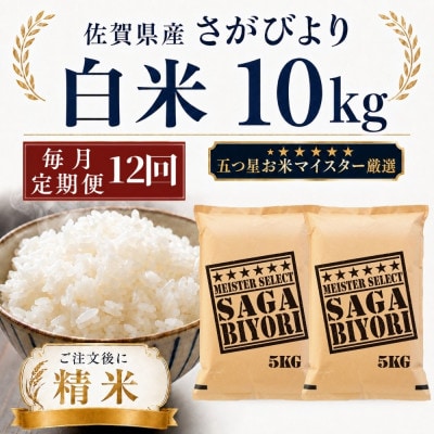 【毎月定期便】さがびより白米10kg(5kg×2袋)(多久市)全12回