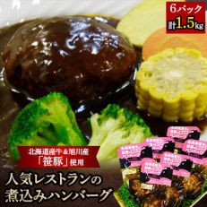 北海道産牛と笹豚の煮込みハンバーグ(250g×6パック)