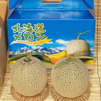 【先行受付】令和4年発送　旭川産赤肉メロン　2玉(1玉2.0～2.2kg)_00586