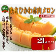 【先行受付】北海道旭川産 2Lサイズあさひかわ赤肉メロン 【2.6kg以上のサイズを1玉】
