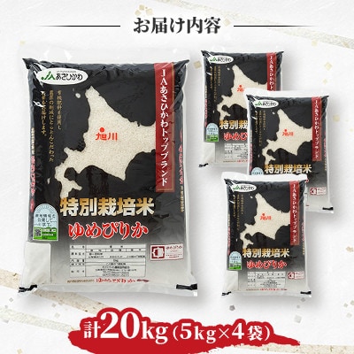 【令和7年産米】北海道旭川市産 特A ゆめぴりか 新米(精米)5kg×4袋_05663