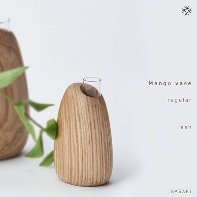 SASAKIのMango vase - regular　ash【旭川クラフト木製品花瓶】_03256