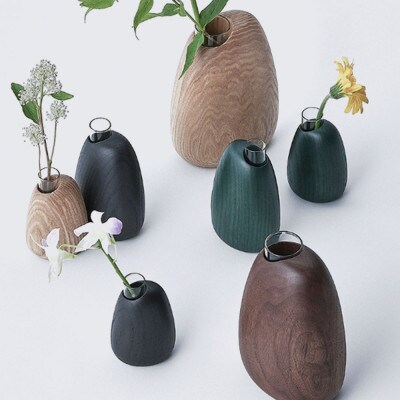 SASAKIのMango vaseregulardarkgray【旭川クラフト木製品花瓶】03258