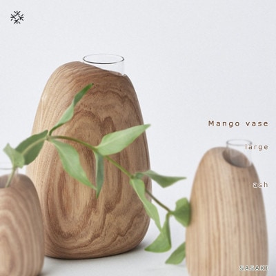 SASAKIのMango vase - large　ash【旭川クラフト木製品/花瓶】_03260
