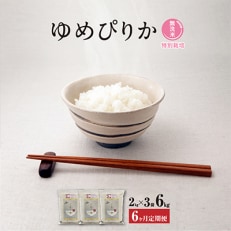 【毎月定期便】【令和5年産・無洗米・真空パック・特別栽培】あさひかわ産ゆめぴりか 2kg&times;3袋全6回
