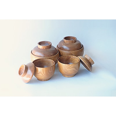 槐(えんじゅ)お椀ふた付ペア&どんぶりふた付ペアのセット_00485