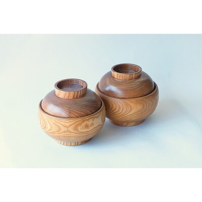 木で作った「どんぶり(ふた付)」2個セット_00500