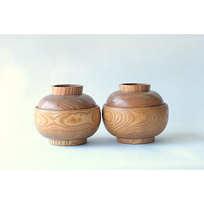 木で作った「どんぶり(ふた付)」2個セット_00500