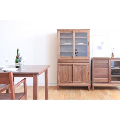 旭川家具 MUKU工房オリジナル ムク ダイニングキャビネット ウォールナット_03233