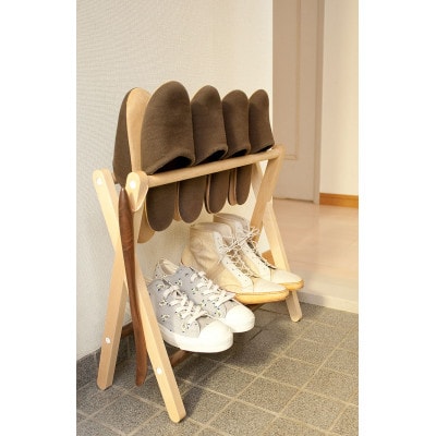 旭川家具　cosine　スリッパ&シューラック　北海道タモ×ウォルナット_05759