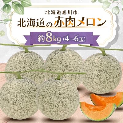 【2025年7月上旬発送開始】旭川発!北海道の赤肉メロン約8kg(4～6玉)_01103