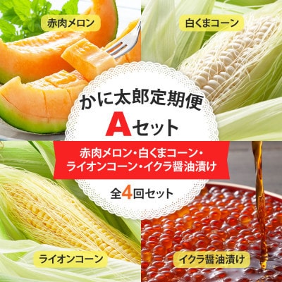 【発送月固定定期便】かに太郎定期便A　メロン、とうもろこし(黄色・白)、イクラ_01193_全4回