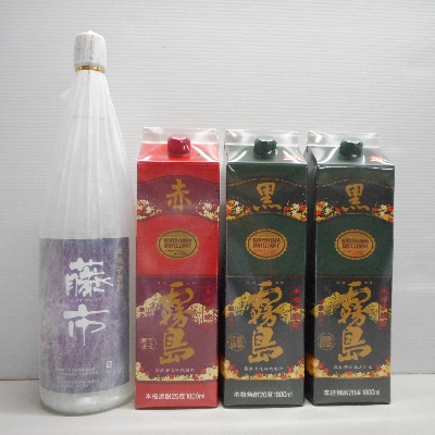 籐市(ジョイホワイト)と霧島赤黒一升パック4本セット