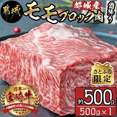 【さとふる限定】都城産宮崎牛モモブロック肉(霜降り)約500g
