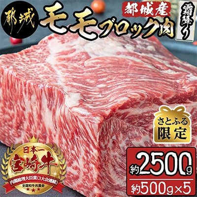 【さとふる限定】都城産宮崎牛モモブロック肉(霜降り)約2,500g