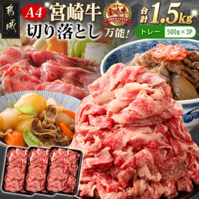 《宮崎牛》【宮崎県 都城市産】切り落とし 1.5kg (500g×3パック)