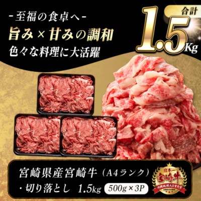 《宮崎牛》【宮崎県 都城市産】切り落とし 1.5kg (500g×3パック)
