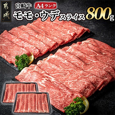 《宮崎牛》【宮崎県】モモ・ウデスライス (400g×2パック)