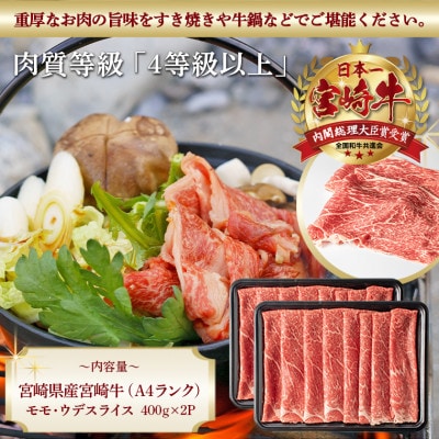 《宮崎牛》【宮崎県】モモ・ウデスライス (400g×2パック)
