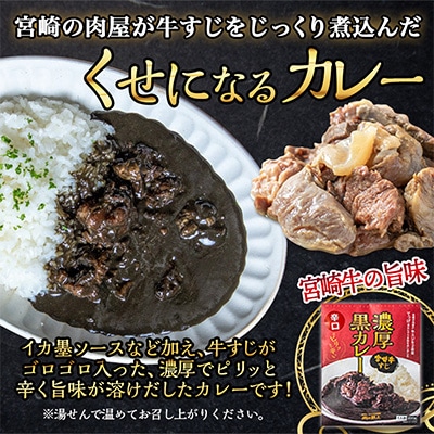 【簡易包装】宮崎牛すじ濃厚黒カレー(辛口)　4パック