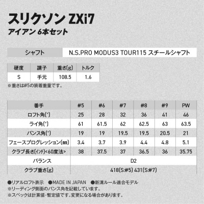 ZXi7アイアンMODUS3TOUR115 6本セット(#5～9、PW/S)2026モデル