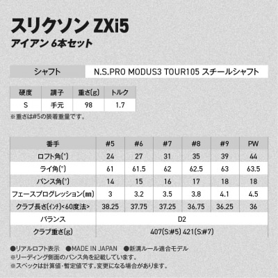 ZXi5アイアンMODUS3TOUR105 6本セット(#5～9、PW/S)2026モデル