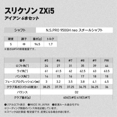 ZXi5アイアンN.S.PRO950GHneoスチール6本セット(#5～9、PW/S)2026モデル