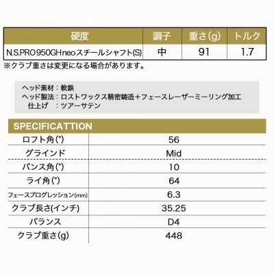 RTX6ZIPCORE ツアーサテン ウエッジ 56(Mid)【S】_AN-C703_neo56