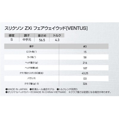 スリクソン ZXi フェアウェイウッド 【VENTUS/S/3】_DK-C711-3S