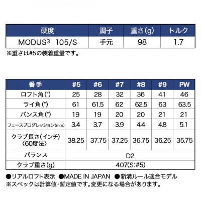 スリクソン ZXi7 アイアン6本セット スチールシャフト 【MODUS3 105/S】