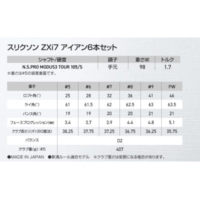 スリクソン ZXi7 アイアン6本セット スチールシャフト 【MODUS3 105/S】