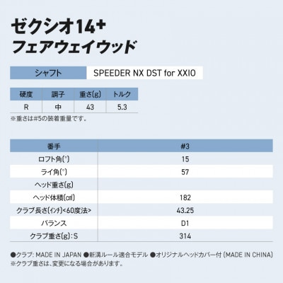 ゼクシオ 14+ フェアウェイウッド【3/R】
