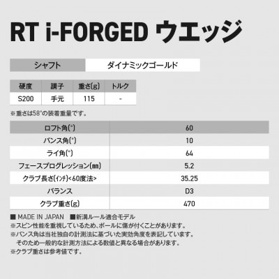 RT i-FORGED ウエッジ ダイナミックゴールドシャフト【60度/S200】