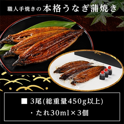 職人手焼きの本格うなぎ蒲焼き3尾