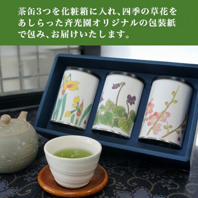 【のし付き】【お歳暮】斉光園のふかむし茶　常盤(ときわ) 3缶ギフト