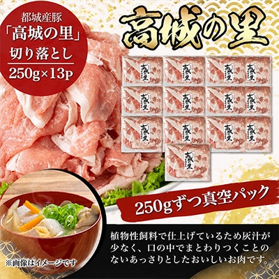 都城産豚「高城の里」切落とし　小分け真空パックで3.25kg!　
