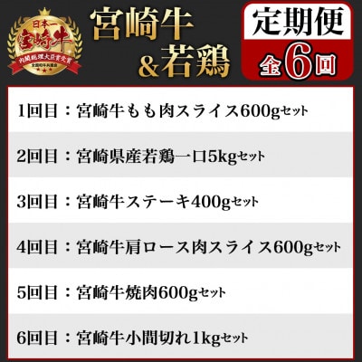 【毎月定期便】都城産宮崎牛と宮崎県産若鶏の定期便8.2kg全6回