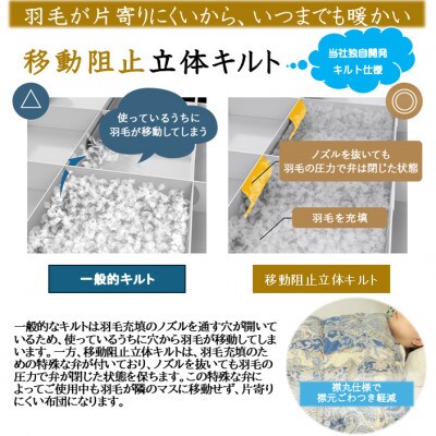洗える片寄らない羽毛肌掛布団ホワイトダックダウン93%シングル0.3kg柄ブルー ry0203sGB